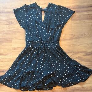 Trixxi Black Mini Dress with Teal Polka Dots
